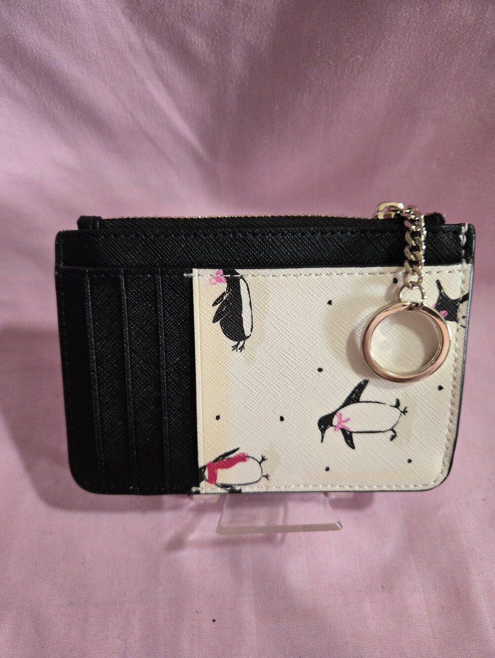 kate spade White Penguin Print Card Pouch/Wallet EUC - Picture 2 of 7